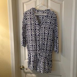 PJ Salvage royal blue and white silky romper